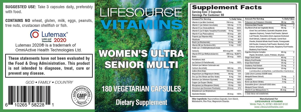 LifeSource Vitamins Woman's Senior Multi – – La vitamina B12 contribuye al funcionamiento normal del sistema – Image 2