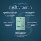 True Grace One Daily Men’s Multivitamin - Multivitamínico Masculino con Minerales Fermentados, Adaptógenos y Setas Orgánicas - 90 Comprimidos Veganos