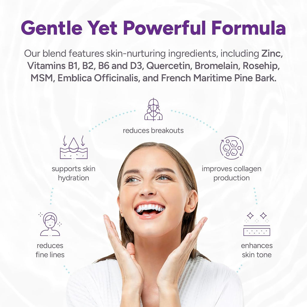 Clear AF Clear Skin Supplement – Apoyo para la Barrera Cutánea, Hidratación y Complexión Saludable con Ceramidas Veganas, Zinc, Vitamina D3, B6, Riboflavina y Tiamina – Cápsulas Veganas – 30 Días