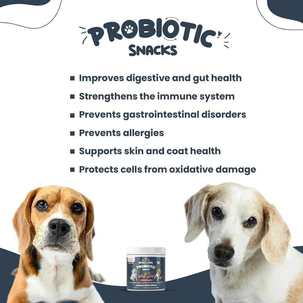 Bruno & Lukas Probióticos Masticables para Perros – Salud Digestiva y Apoyo Inmunológico – 90 Chews