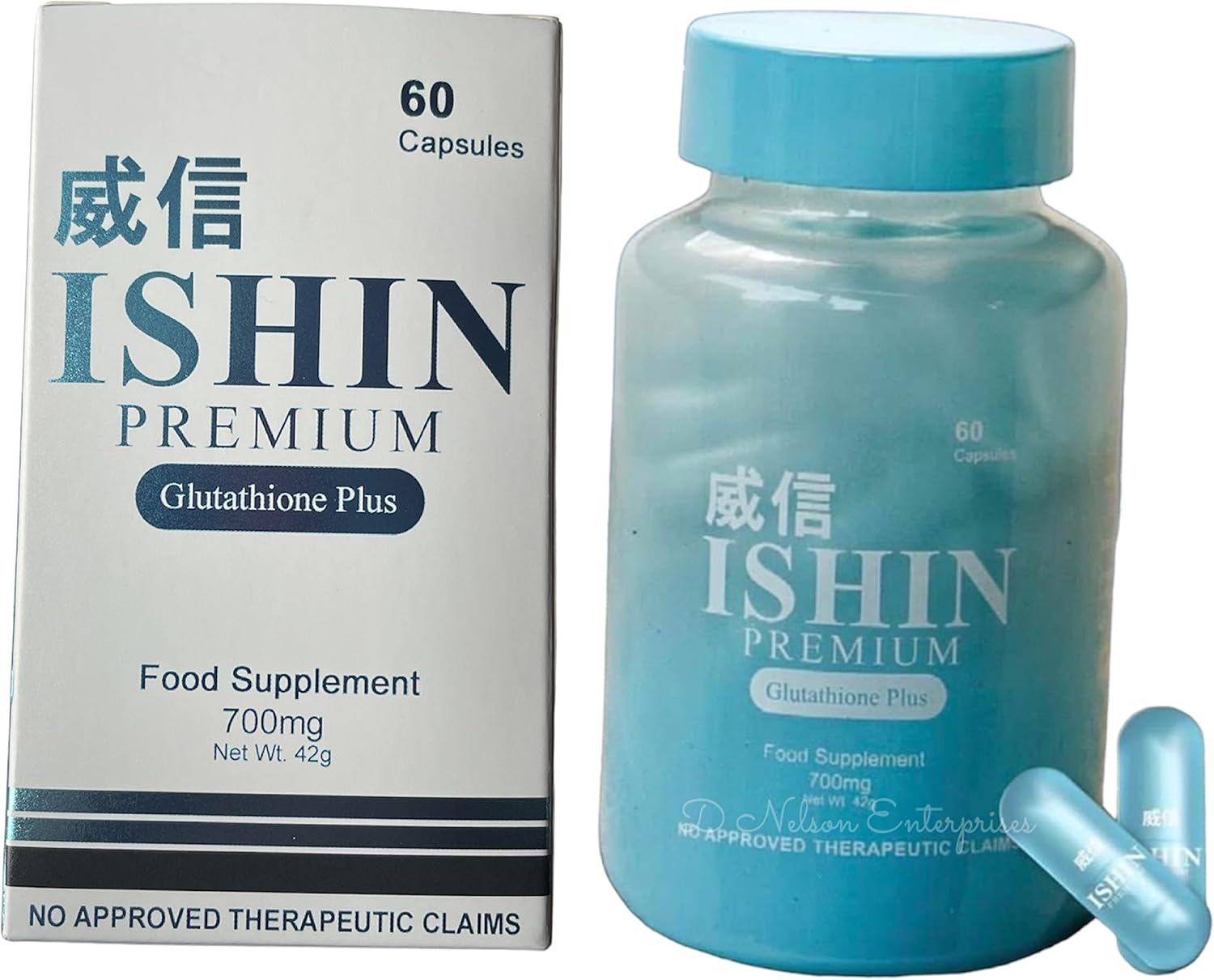 ISHIN Premium Glutathione Plus - Complemento Alimenticio, 60 Cápsulas