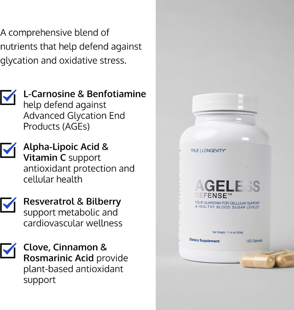 DRINK HRW Ageless Defense Ultimate Formulation - Inhibe AGEs, Promueve Juventud (120 Comprimidos)