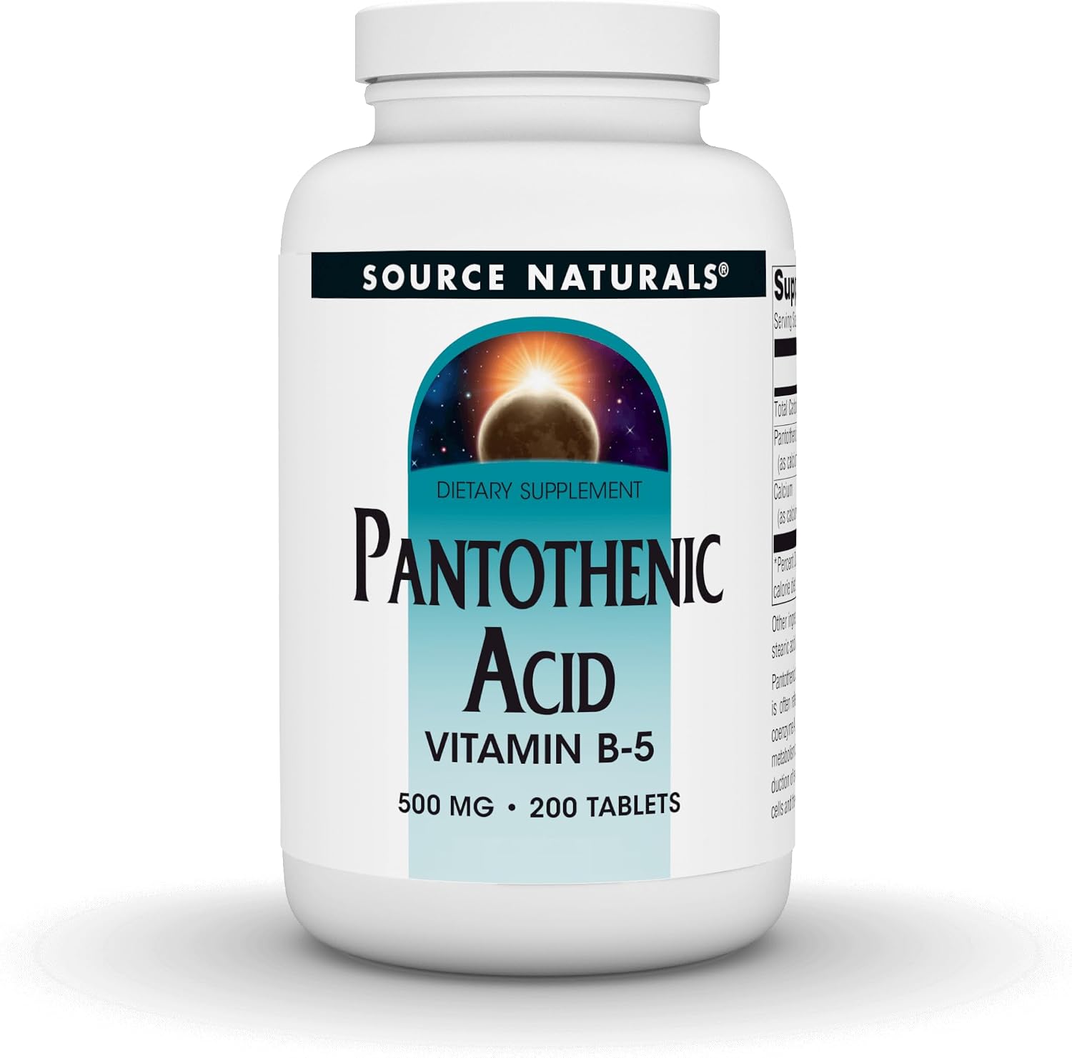 Source Naturals Ácido Pantoténico, Vitamina B5 500 mg - 200 Comprimidos Vegetarianos