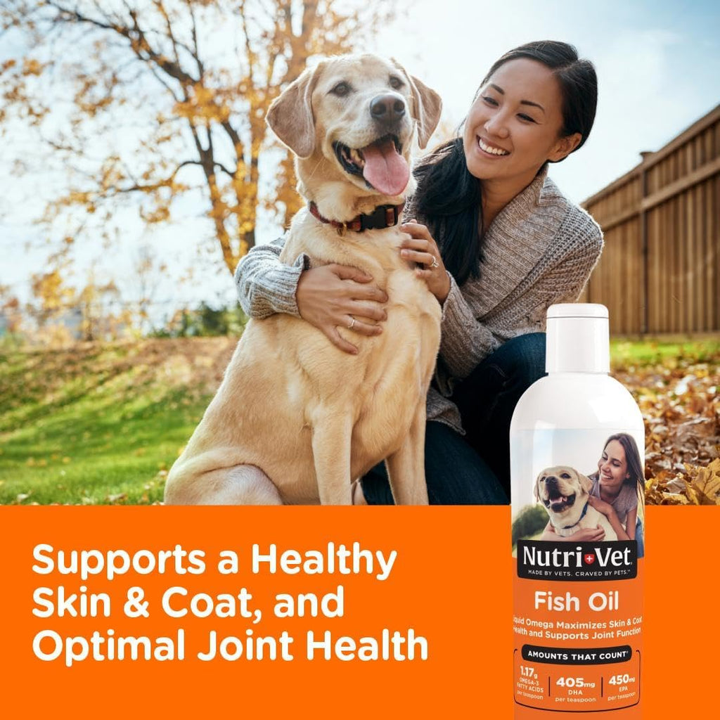 Nutri-Vet Aceite de Pescado para Perros, Suplemento de Omega 3 para Piel y Pelaje, 473 ml