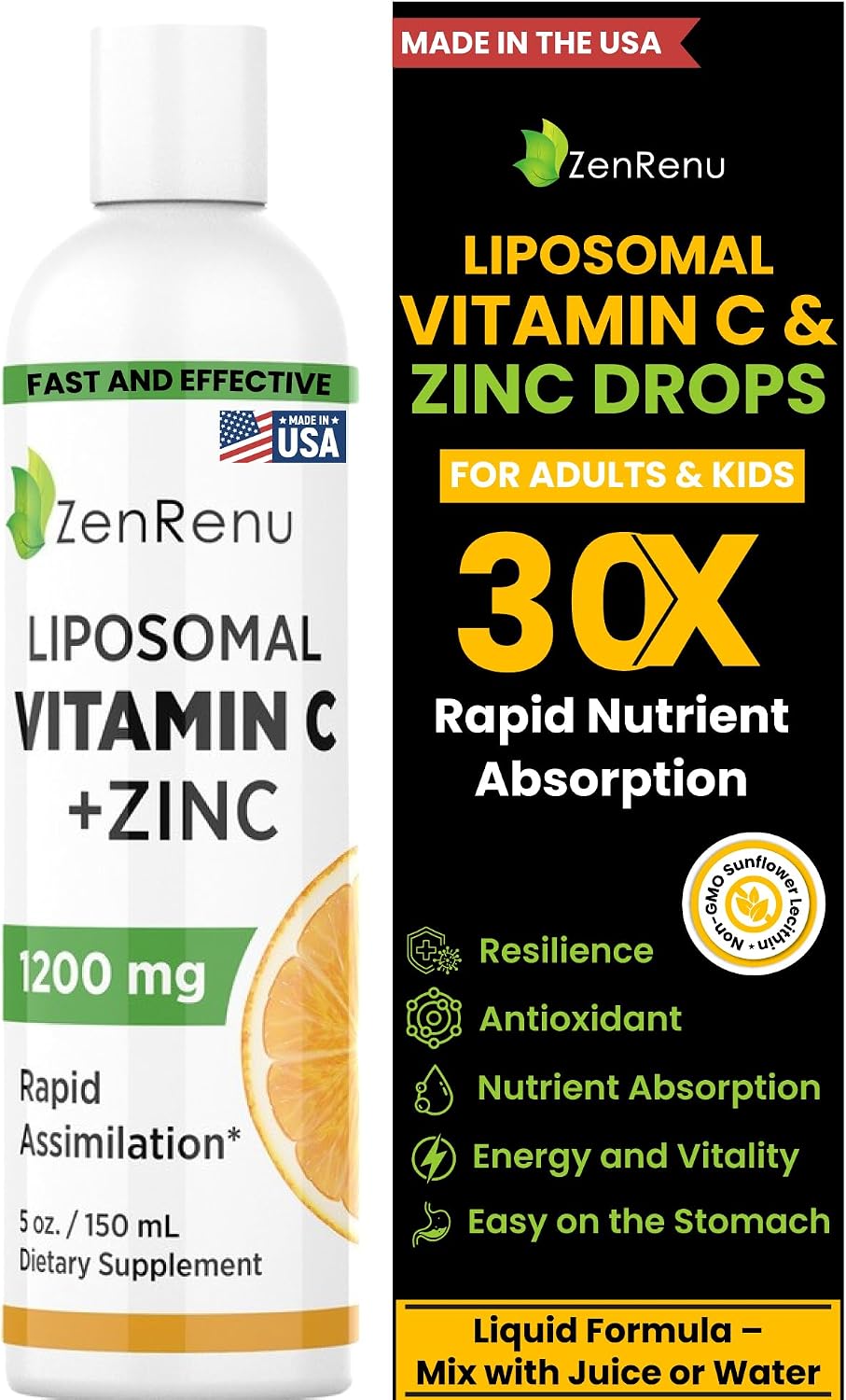Zenrenu Bebida Liposomal de Vitamina C y Zinc (150 ml)