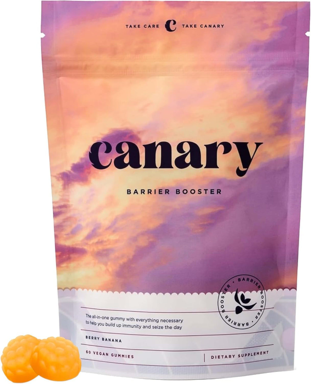 Canary Barrier Booster Vitamin A, D, K y Zinc - Gominolas Veganas Sabor Berry Banana - 60 Gominolas