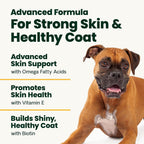 VetriScience Extra Strength Healthy Skin & Coat Chews, Omega Plus Suplemento para Perros con Omega 3, 6, 9, Aceite de Pescado y Biotina, Pato, 40 Masticables