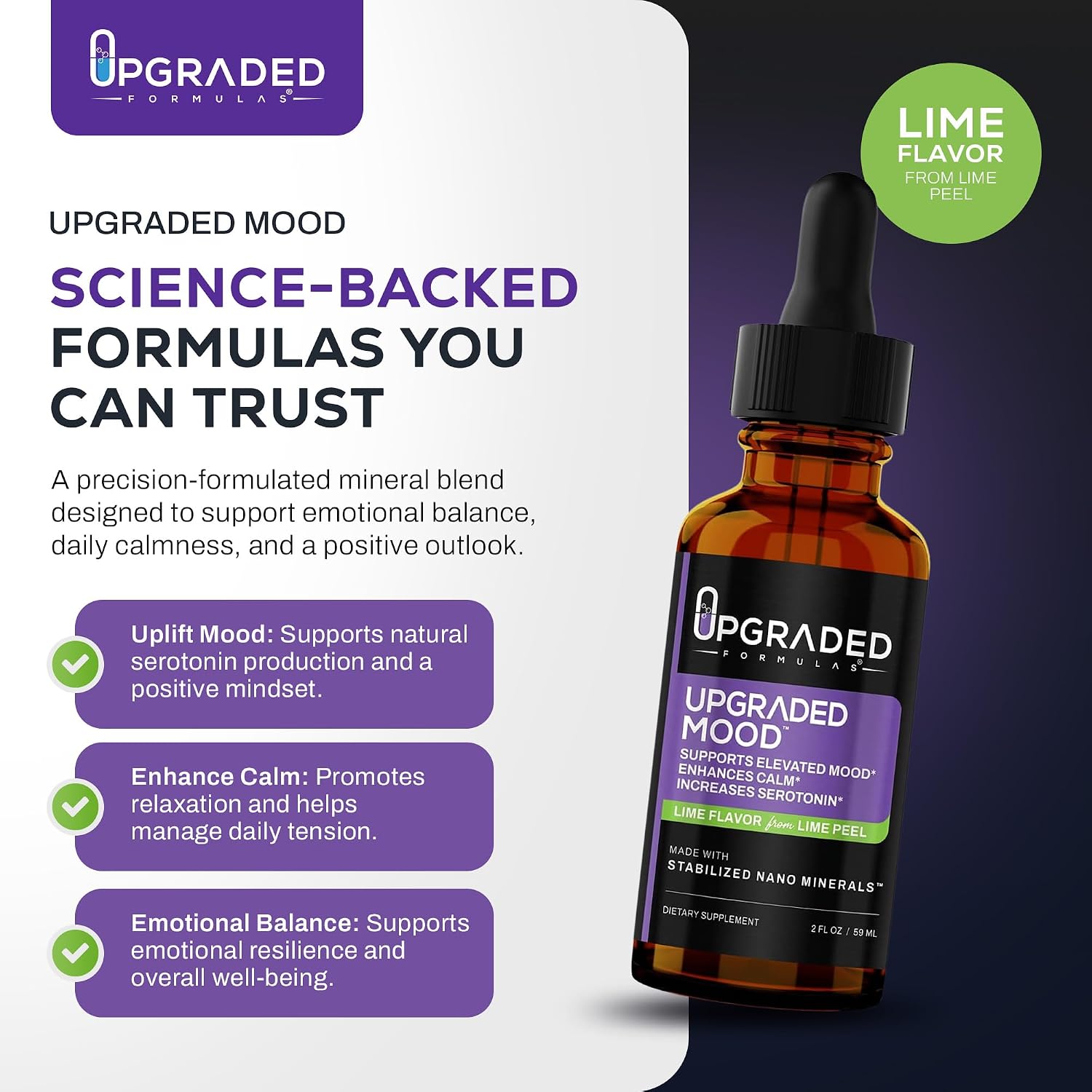 Upgraded Formulas Mood Supplement - Suplemento para el Estado de Ánimo, 60 ml (2 fl oz)