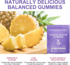Gominolas de Piña para Mujeres PH 60 Unidades, Equilibrio PH, Probióticos Vaginales, Mejora la Inmunidad, Sabor Hawaiano, Veganas y Bajas en Azúcar