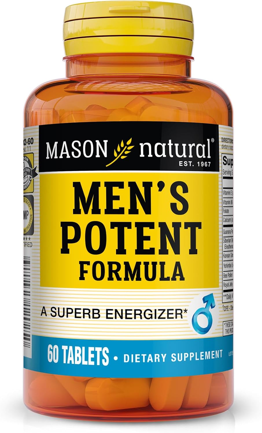 MASON NATURAL Men's Potent Formula - Complemento de rendimiento herbal para hombres - 60 comprimidos