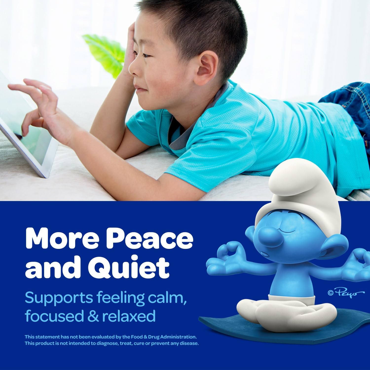 Smurfs Kids Calm Gummies - Gomitas Calmantes para Niños con Melisa y L-Teanina