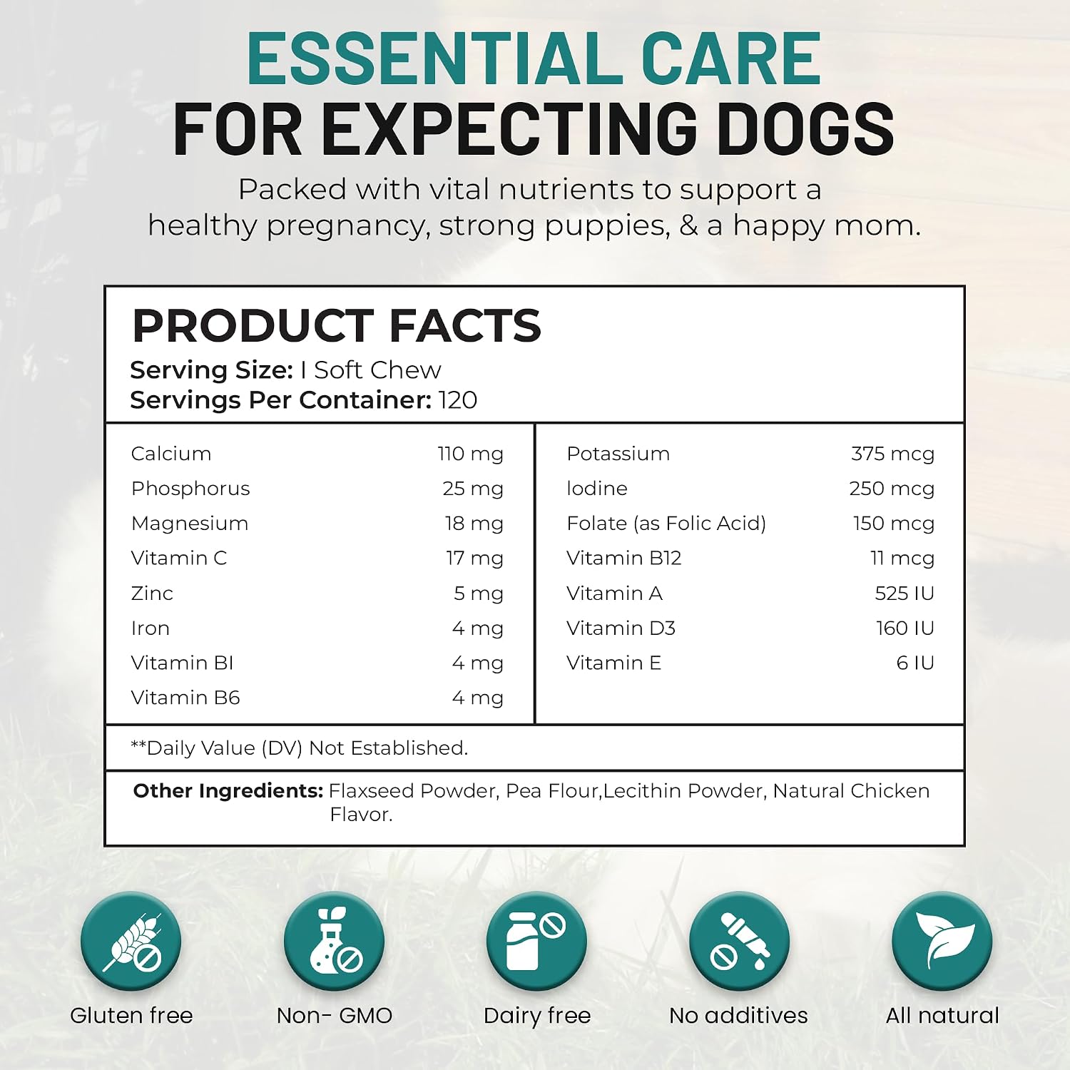 Mr Ros Multivitamínico prenatal masticable para perros - 120 comprimidos blandos