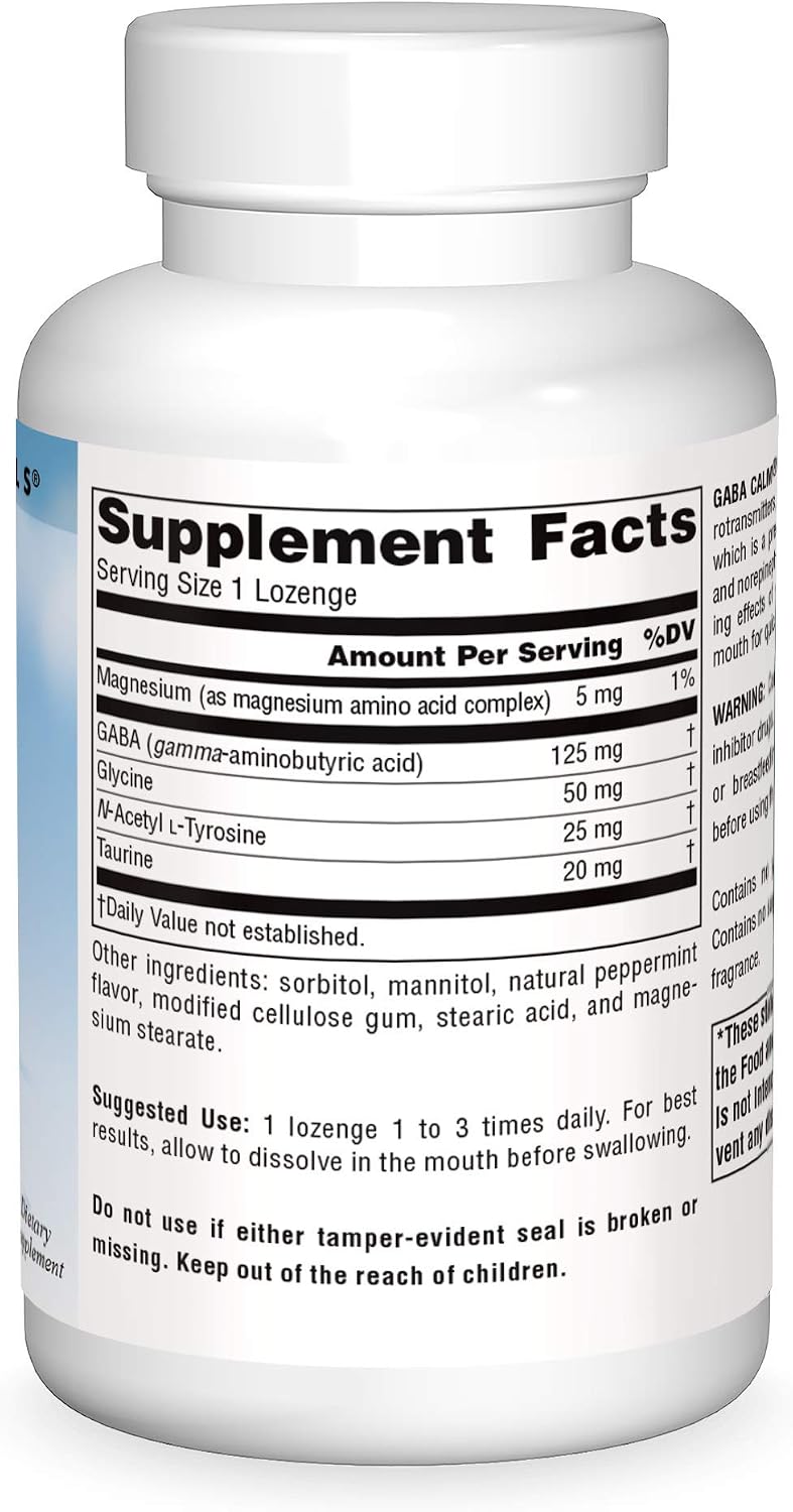 Source Naturals Serene Science GABA Calm – Pastillas de disolución rápida sabor menta – 120 unidades