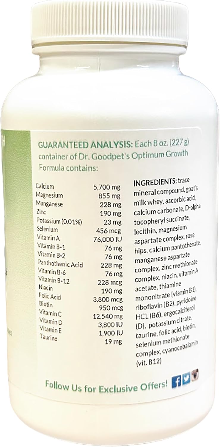 Dr. Goodpet Optimum Growth Formula – Suplemento en polvo para cachorros y gatitos