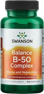 Swanson Balance B-50 Complex de Vitaminas B de Alta Potencia (100 Cápsulas, Paquete de 2)