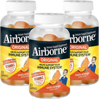 Airborne 750mg Vitamina C Gominolas para el Apoyo Inmunitario, Sabor Naranja, Sin Gluten, 63 Gominolas (3 Paquetes)