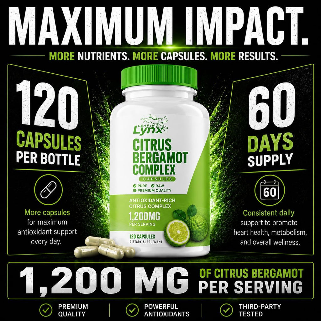 Citrus Bergamot 1200 mg – Apoyo Cardiovascular y Antioxidante | 120 Cápsulas (60 Días) | No Transgénico