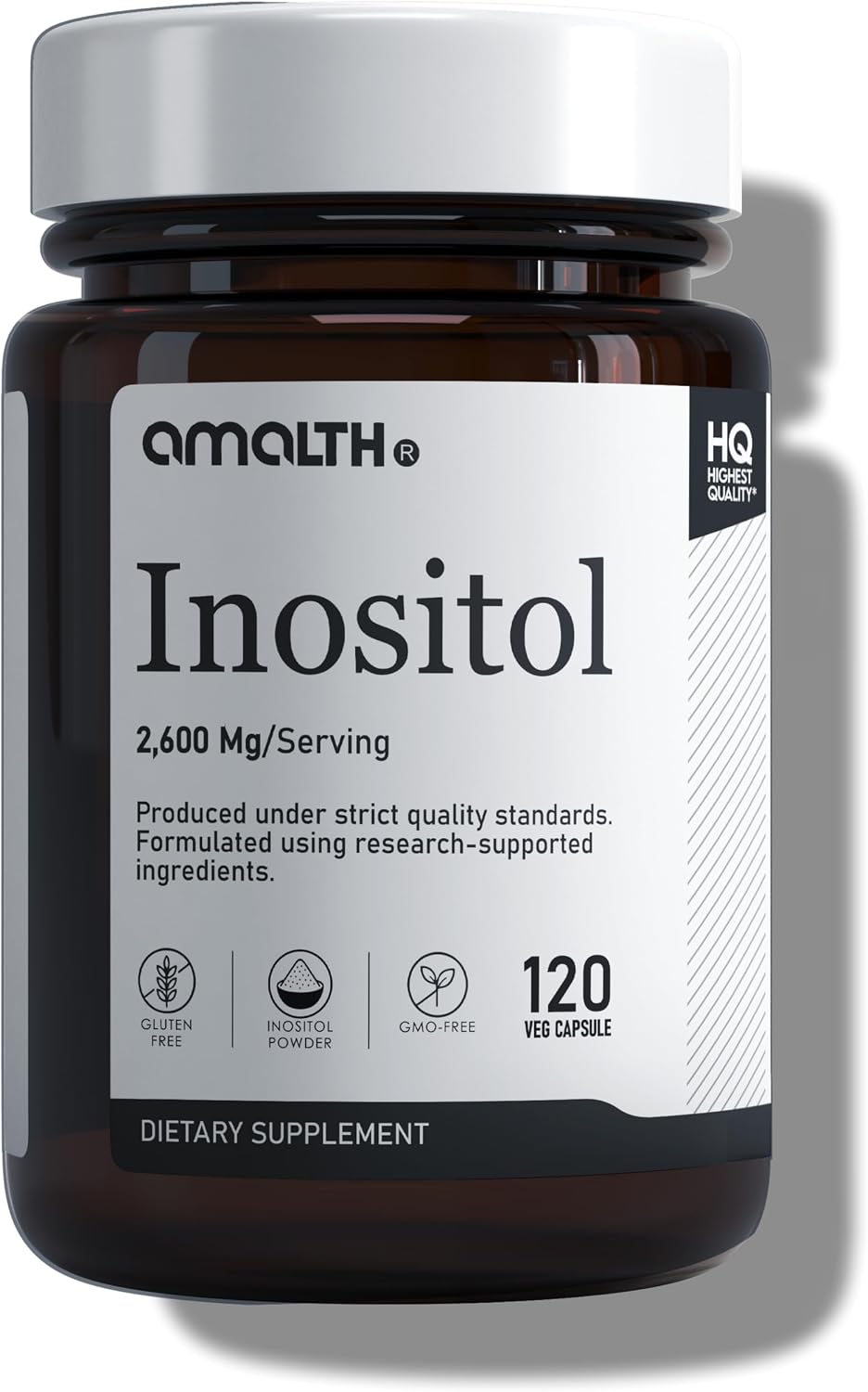 AMALTH Inositol 2600 mg - Myo Inositol en Cápsulas - Suplemento de Vitamina B8 - 120 Cápsulas Veganas