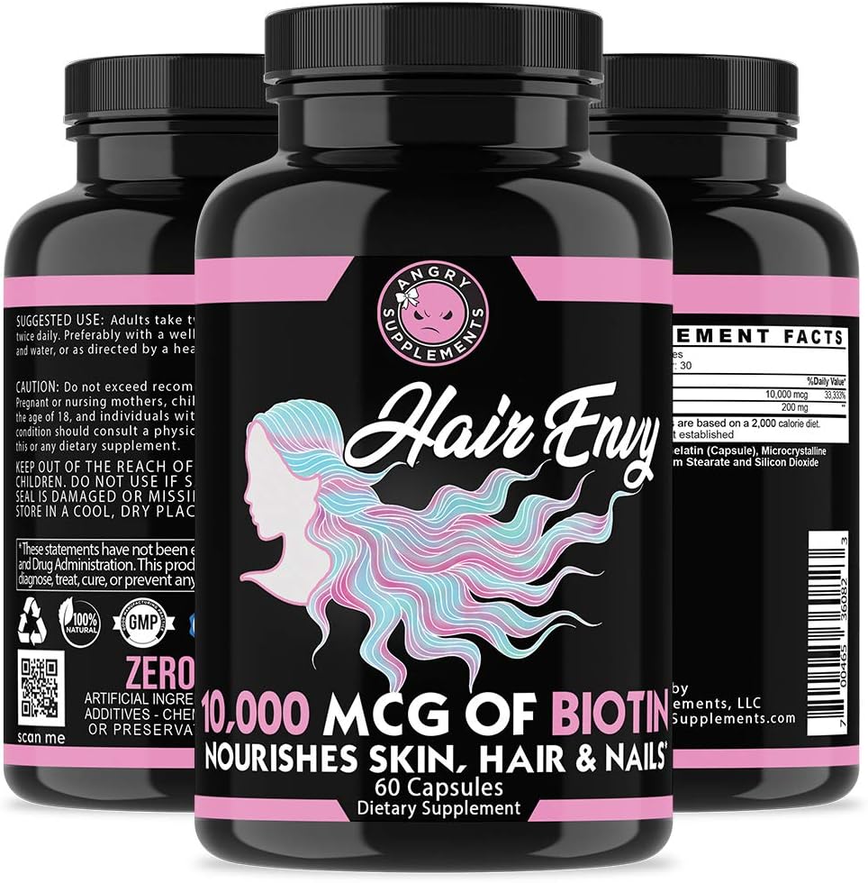 Angry Supplements Hair Envy - Biotina 10.000 mcg + Queratina