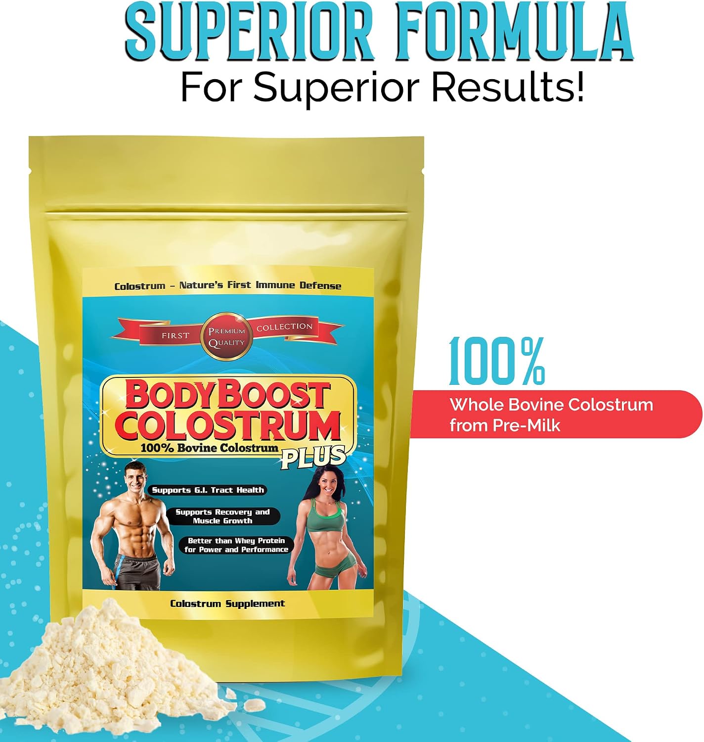 BodyBoost Calostro Bovino en Polvo 1 kg - 100% Calostro de Vaca Alimentada con Pasto