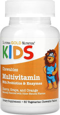 California Gold Nutrition Multivitamínico Masticable para Niños con Probióticos y Enzimas, Vitaminas A y C, Sabor a Frutas Variadas, 60 Comprimidos Vegetarianos