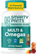 SmartyPants Gomitas Prenatales Multivitamínicas con Omega 3 DHA/EPA, Metilfolato, Biotina, Vitaminas D3, C, B12, B6, A, K y Zinc, Sin Gluten - 90 Gomitas