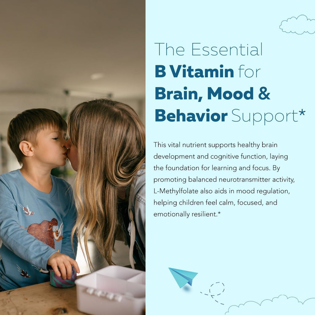 L-Metilfolato Orgánico para Niños + Metil B12 - Forma Sublingual - 5-MTHF - Sabor a Bayas Orgánico - 30 ml