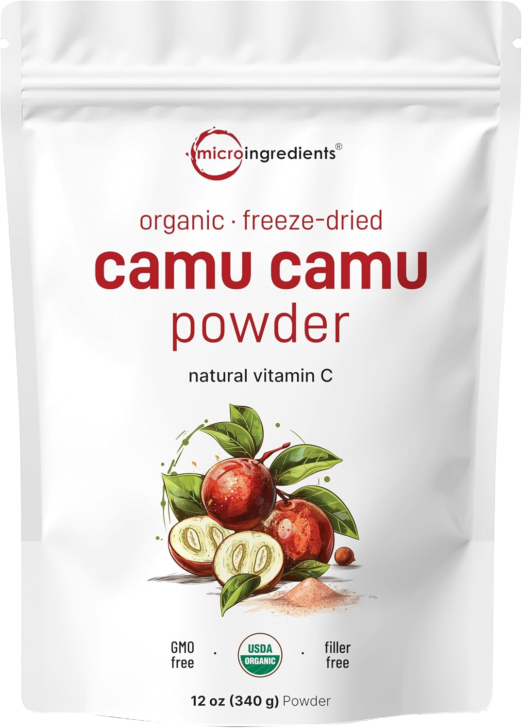 Micro Ingredients Organic Camu Camu Powder, 340g | Natural Source of Vitamin C | Non-GMO, Vegan
