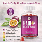 Grab The Gold Vitaminas para Cabello, Piel y Uñas | Gominolas con Biotina 6000 mcg y Colágeno | Sabor Maracuyá | Sin Gluten, No-GMO