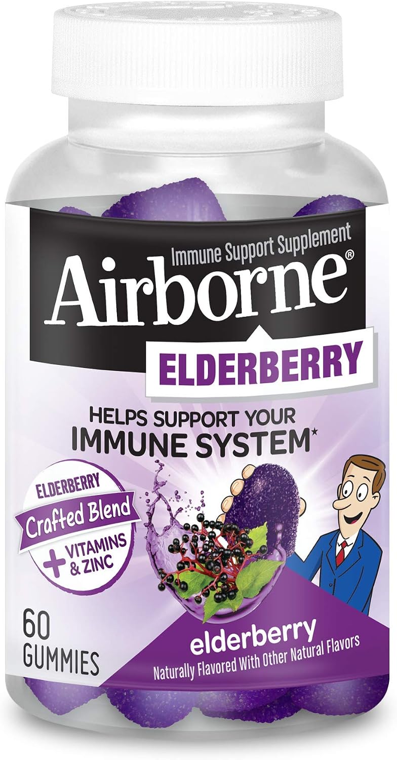 Airborne Gominolas de Saúco + Zinc y Vitamina C para Adultos, 60 gomitas