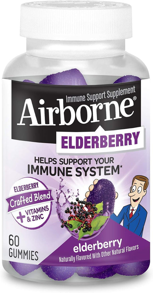 Airborne Gominolas de Saúco + Zinc y Vitamina C para Adultos, 60 gomitas