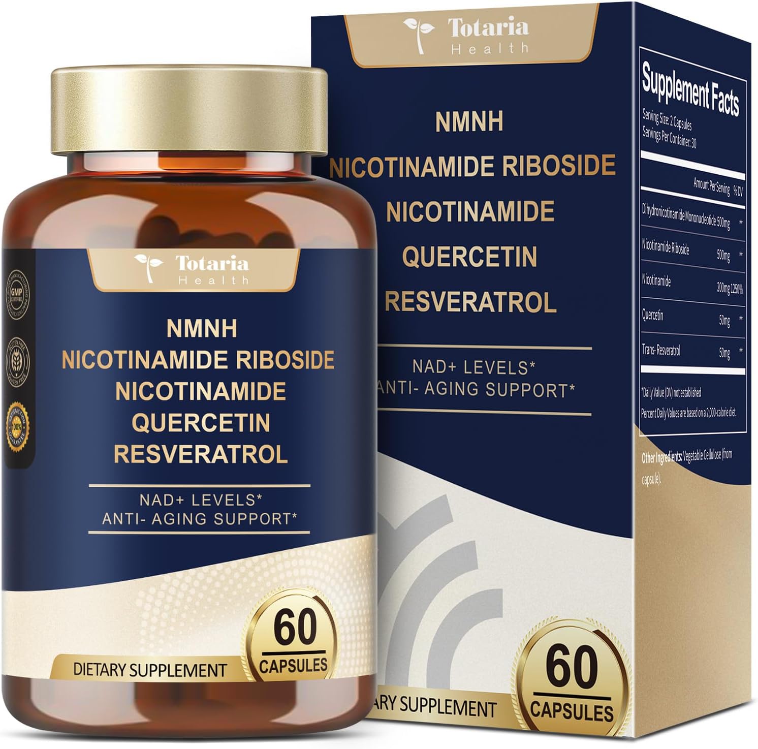 Totaria NMNH (Dihidronicotinamida Mononucleótido) – Alternativa NAD+ con Vitamina B3 y Quercetina