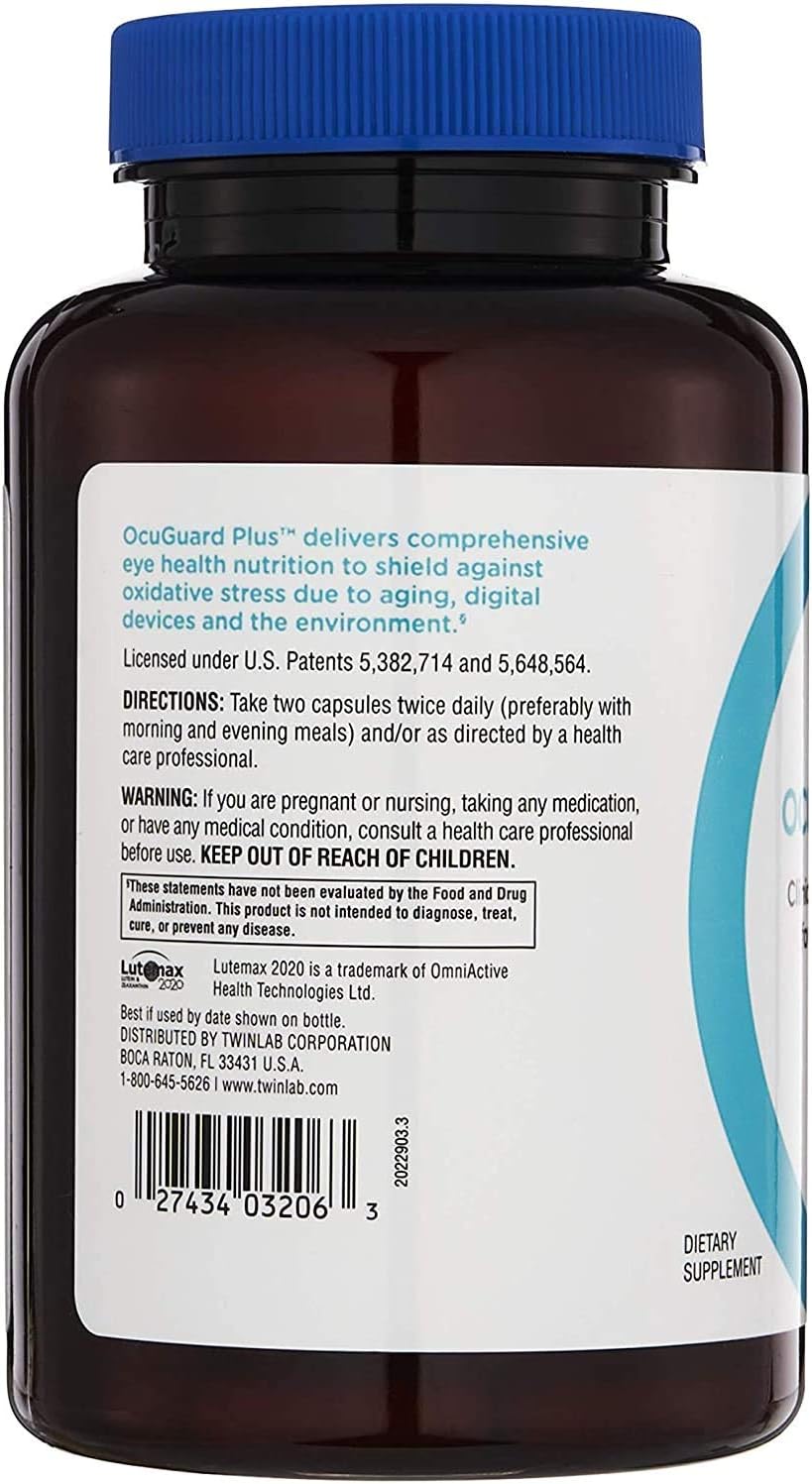 Twinlab Ocuguard Plus - Suplemento Ocular con Zinc, Vitamina A, C y D - 60 Cápsulas Veganas