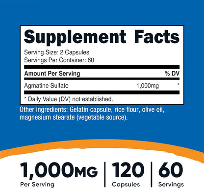 Nutricost Agmatine Sulfate 1000mg, 120 – Sin gluten y no GMO: El producto está libre de gluten y no contiene – Image 2