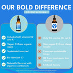 Bold Botanica Vitamina D3 K2 A Gotas Veganas - 2500 UI, 30 ml, 60 dosis