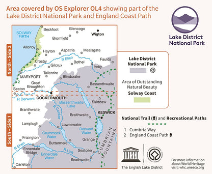 Mapa OS Explorer OL4 Lake District - Zona – Área cubierta : zona noroeste del Lake District, incluyendo Keswick, – Image 2