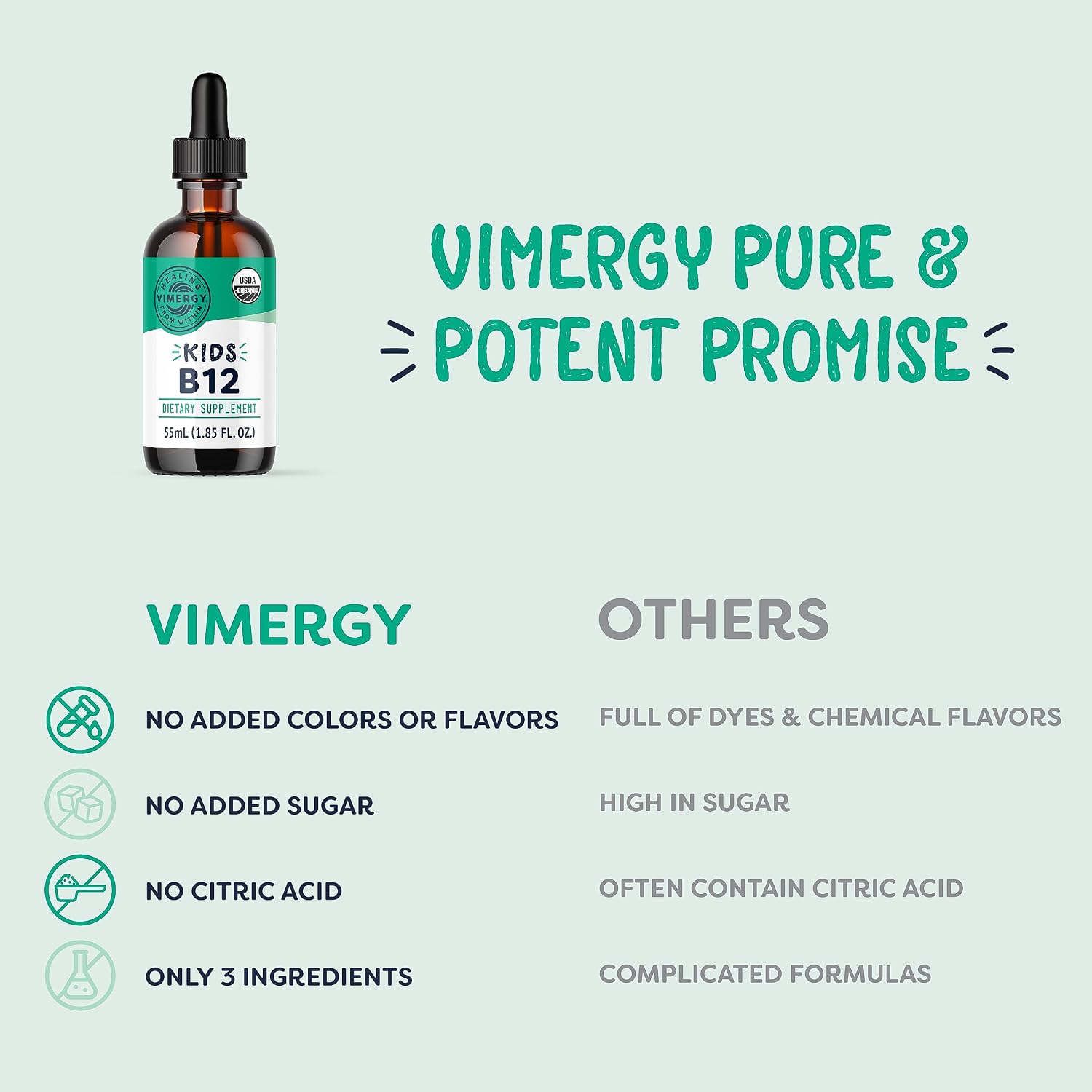 Vimergy Kids Líquido Orgánico de Vitamina B12 (55 mL)