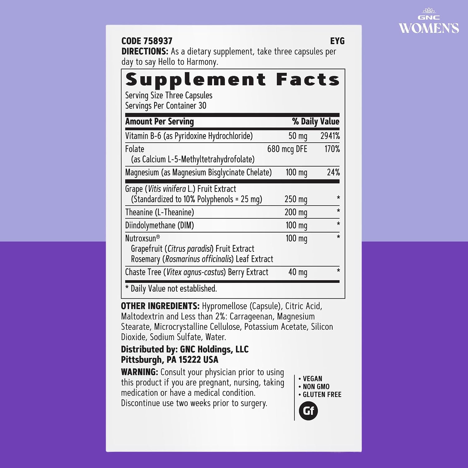 GNC Women's Hello Harmony - Apoyo Hormonal para Mujeres