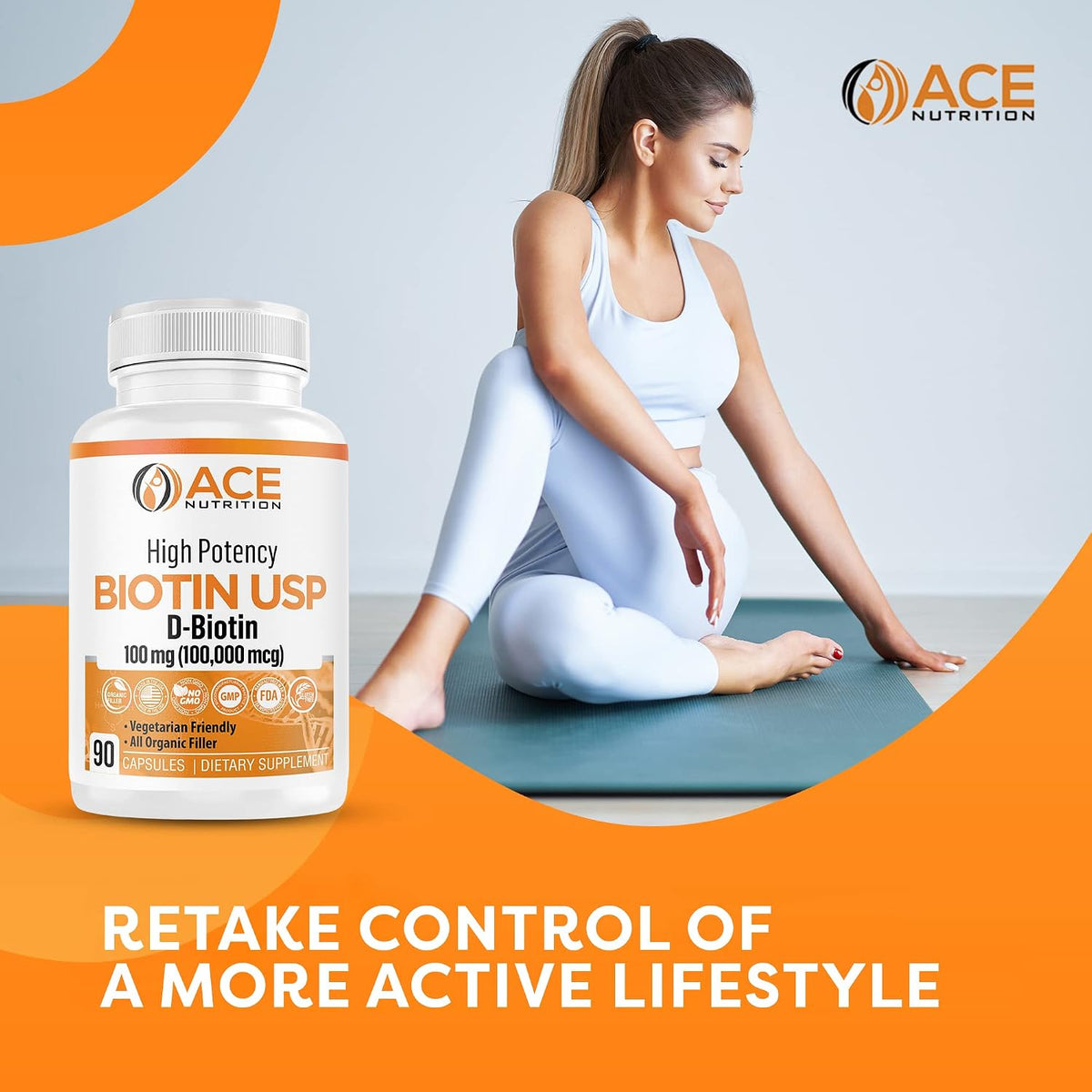 Ace Nutrition Biotina USP Alta Potencia 100mg (100.000mcg) - 3 Envases – Image 3
