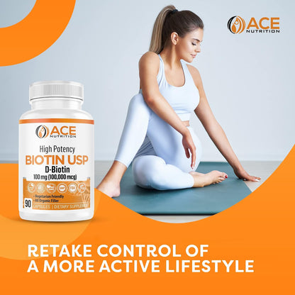 Ace Nutrition Biotina USP Alta Potencia 100mg (100.000mcg) - 3 Envases – Image 3
