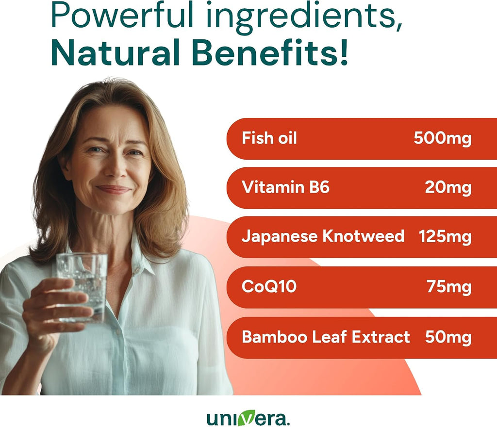Univera Rhythmatix, Salud Cardiovascular, Circulación y Venas, Omega-3, Coenzima Q10, Vitaminas B6 y B12, 60 cápsulas blandas (30 días)