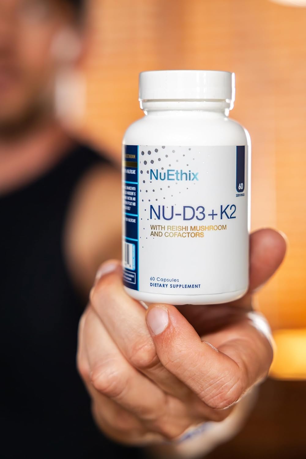 NuEthix Formulations NU-D3 + K2 - Vitamina D3 y K2 5000 UI con Reishi, Magnesio y Zinc, 60 cápsulas