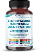 Benfotiamina con Magnesio y Coenzima Q10 - Apoya la Salud Nerviosa, Celular y Ocular - 150 Cápsulas