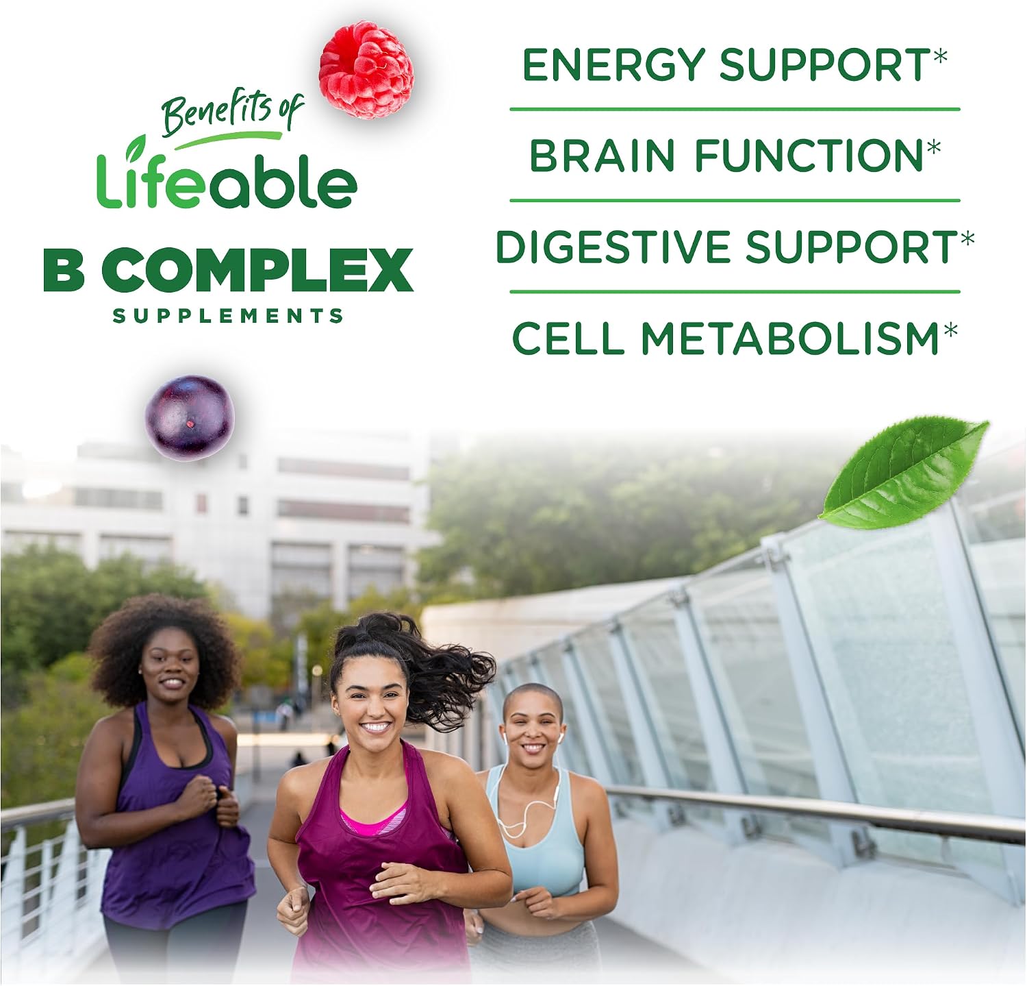 Lifeable Gomitas de Complejo B Sin Azúcar con Vitamina C - 90 Gomitas Sabor Fresa