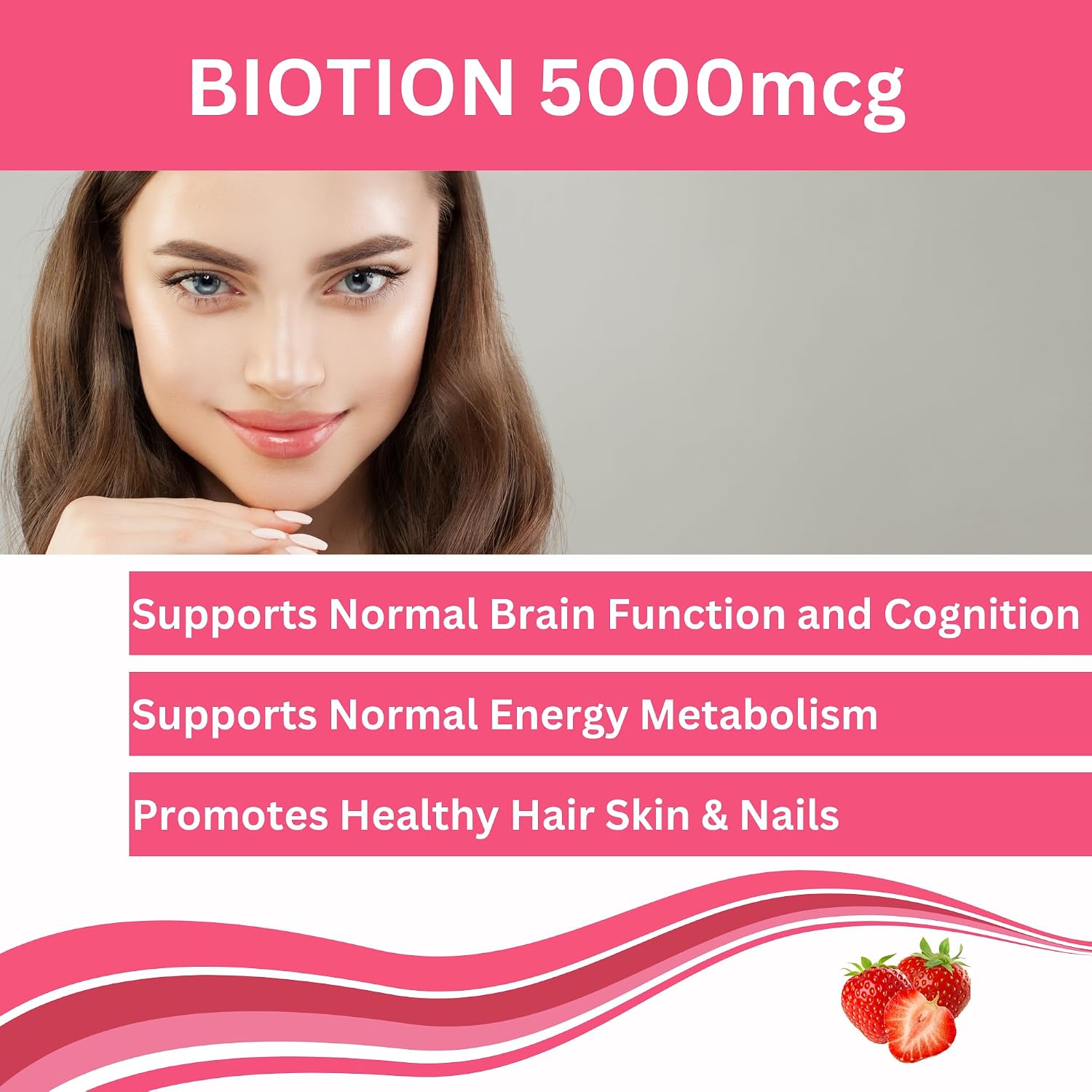 Greenfield Nutritions – Gominolas Halal de Biotina 5000 μg para Cabello, Piel y Uñas (90 Gominolas)