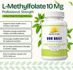 Our Daily Vites L-Metilfolato 10 mg - Folato Activo 5-MTHF, 90 Cápsulas