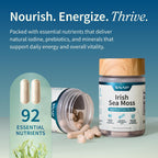 Snap Supplements Irish Sea Moss con Bladderwrack, Burdock Root y Yodo – 60 Cápsulas Veganas