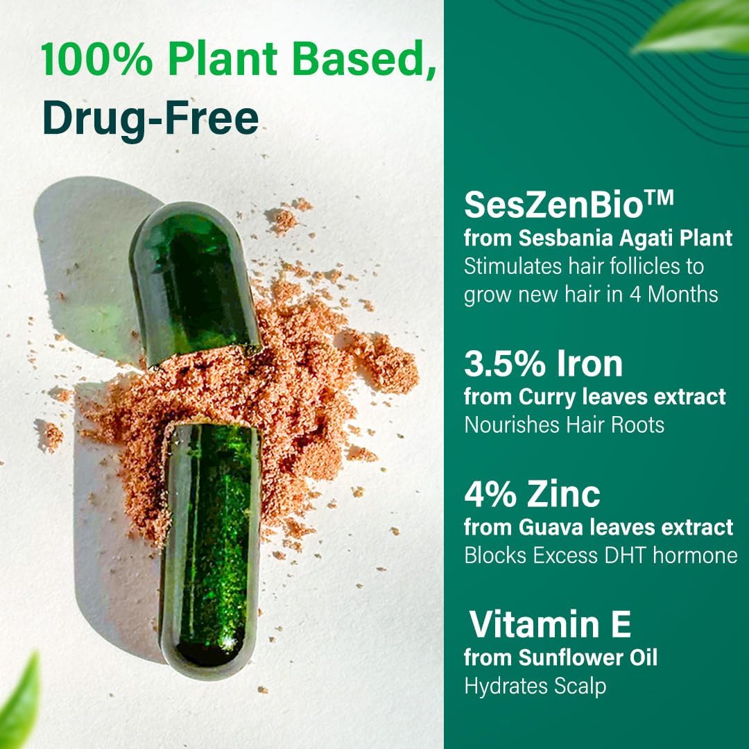 OZIVA Plant Based Hair Vitamins con Biotina, Omega-3 y Vitamina E, 60 Cápsulas