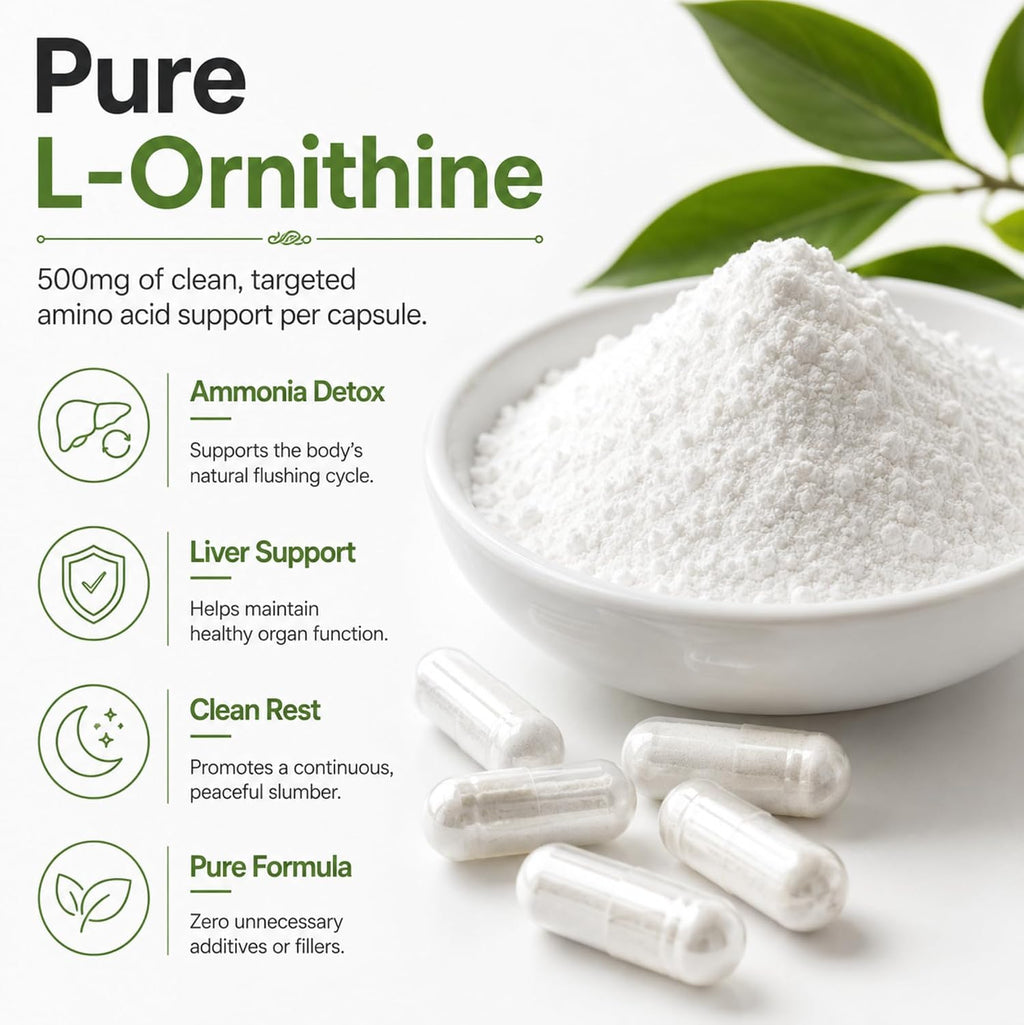 Dr Clark L-Ornitina 500mg - 100 Cápsulas de Gelatina - Suplemento de Aminoácido Puro