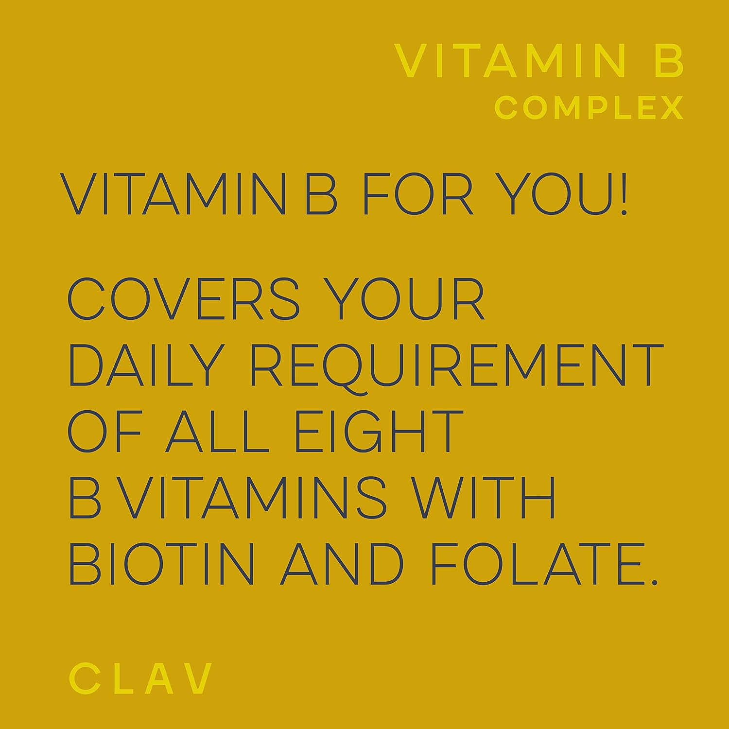 CLAV Vitamin B Complex - 120 Cápsulas - Todas las 8 Vitaminas B con Cofactores Mio-Inositol y Colina - Contribuye al Metabolismo Energético - Vegano - Fabricado en Alemania